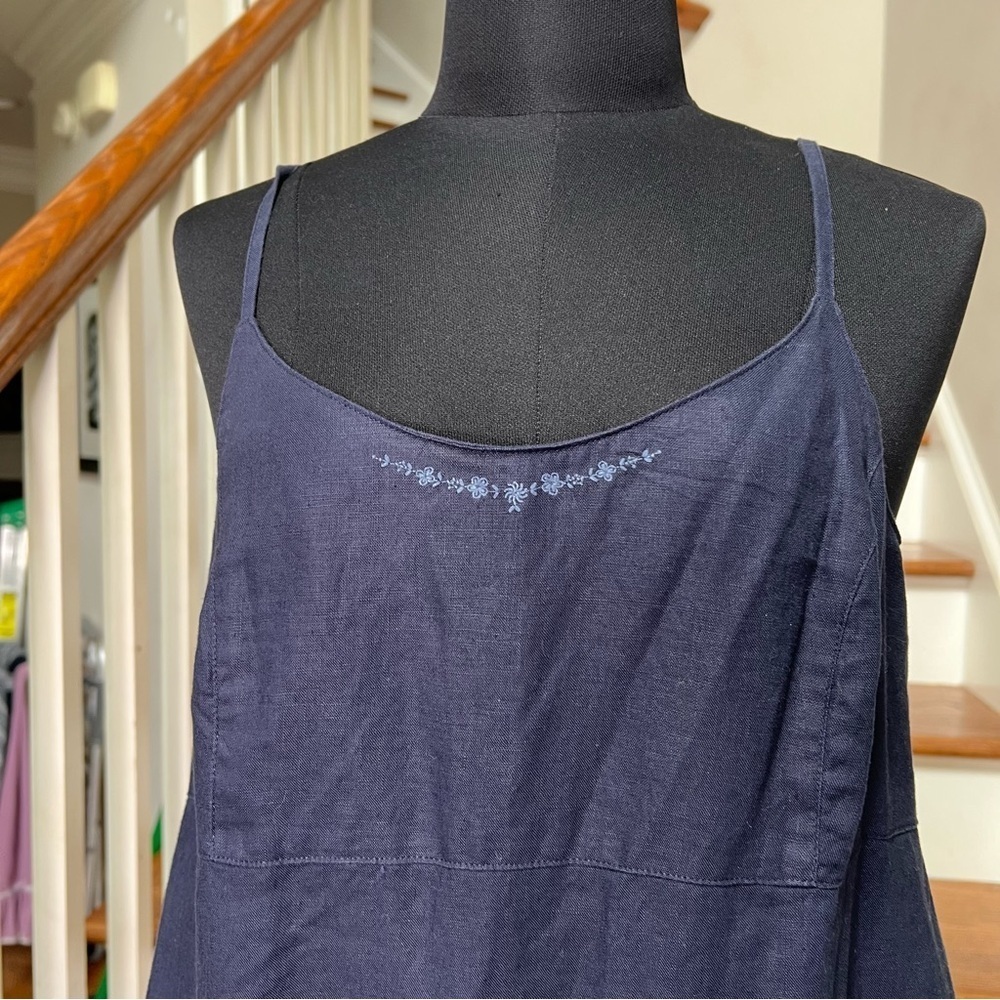 Vintage Y2K American Eagle Navy Linen Maxi Slip Dress Size 8 - Picture 4 of 10
